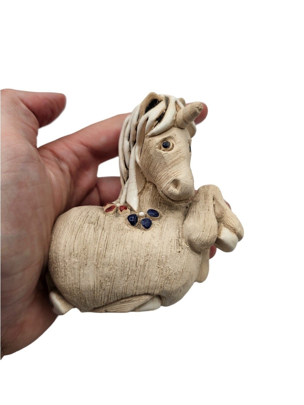 Vtg Artesania Rinconada Uruguay Folk Art Pottery Stone Unicorn Flirty Cute - Picture 7 of 7